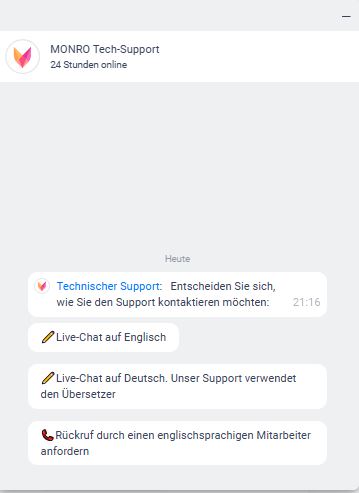Kontaktiere Monro Casino Support per Live-Chat